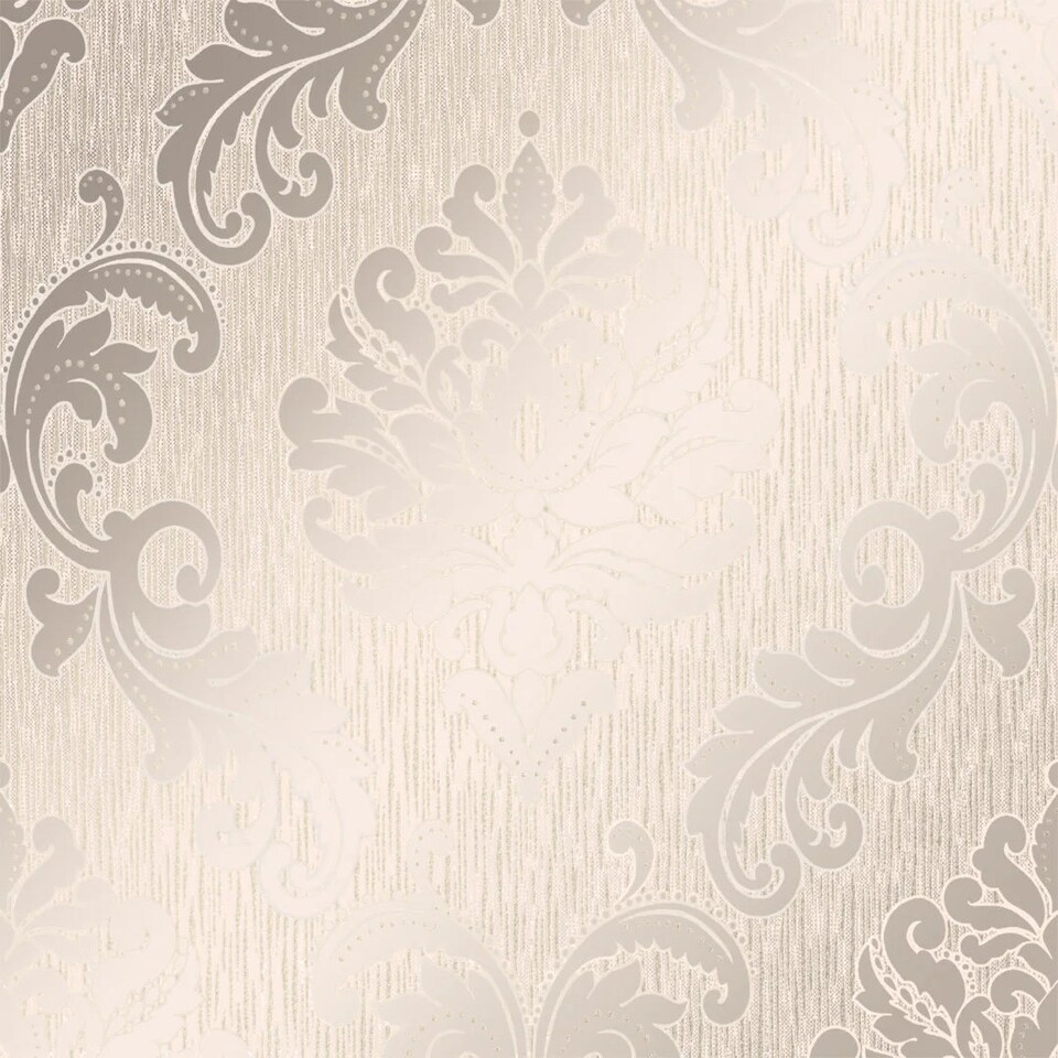 Sample of Chelsea Glitter Damask Wallpaper in Cream and Gold | Cream | Cream and Gold