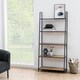image 5 of Seaford Black Metal Ladder Bookcase with 5 Oak Shelves