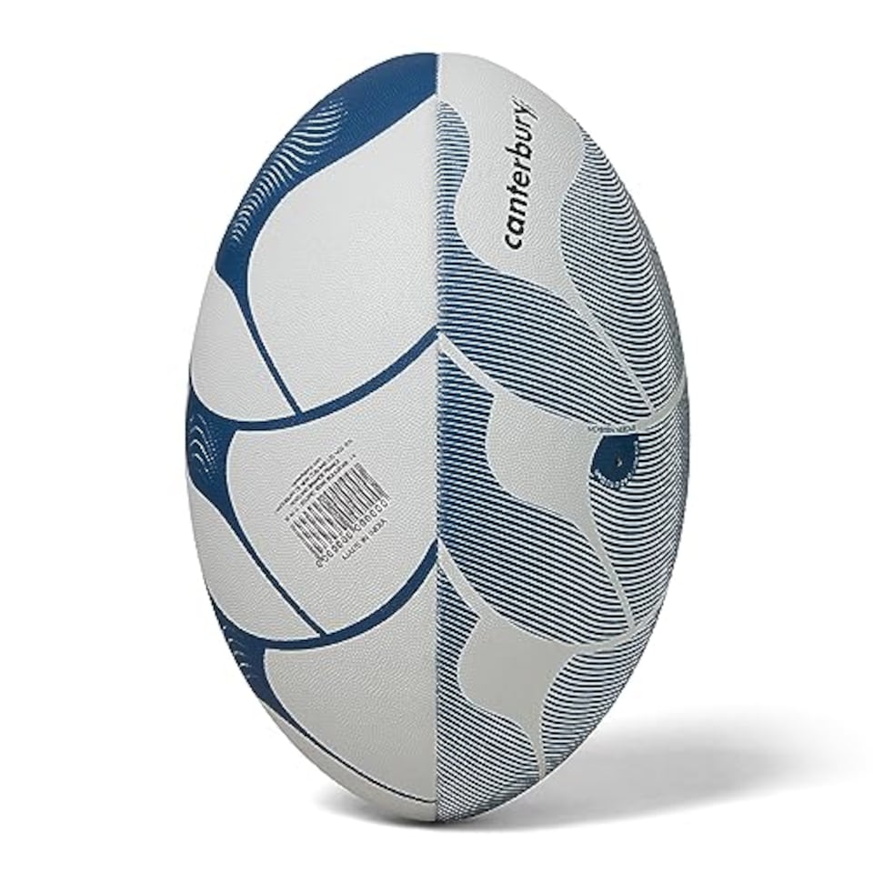 image 1 of Canterbury Unisex Thrillseeker Play Rugby Ball | Standard Grip | Training Ball, White/Blue, 4