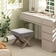 image 8 of HOMCOM Vintage Footstool Padded Seat X Shape Chair Velvet Cover Shabby Grey