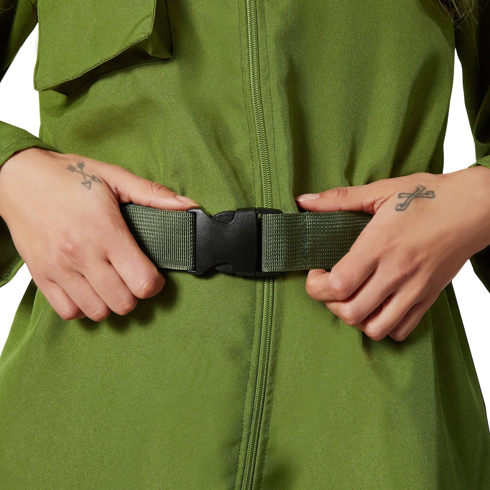 image 1 of Fighter Pilot Costume - womens fancy dress, olive green, military inspired | Green | green | 1