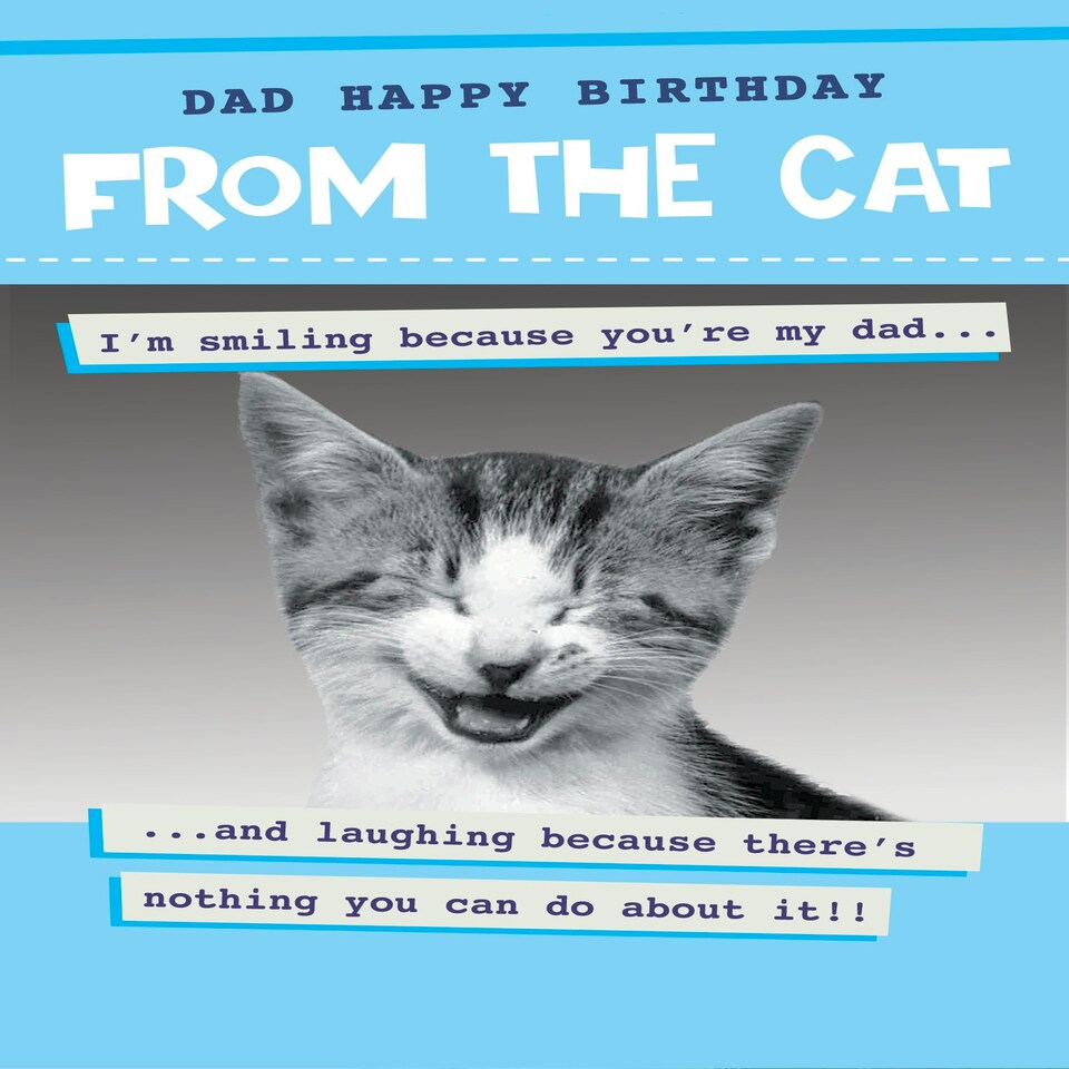 image 1 of I'm Smiling Because Your My Dad... - Funny Dad Birthday Card From The Cat