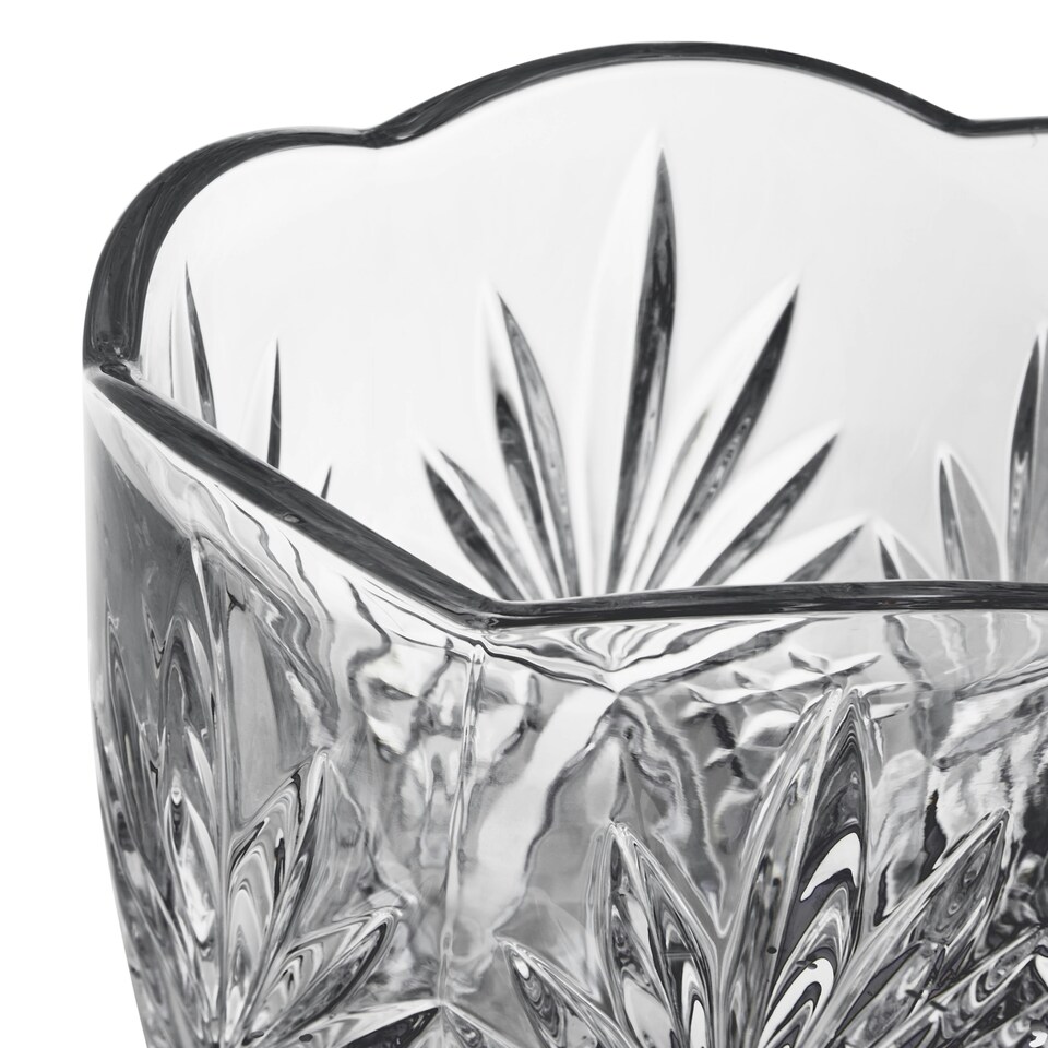 image 1 of Interiors By Premier Modern Crystal Scalloped Vase,Unique Clear Embossed Cylinder Vase,Fluted Design Decorative Vase  For Décor Clear