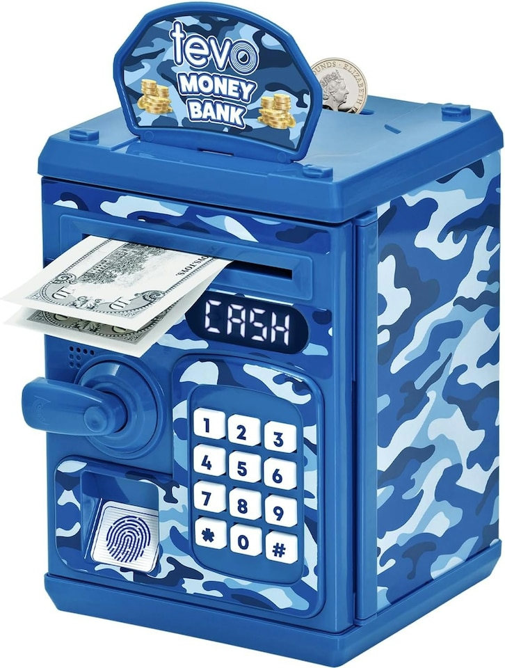 image 1 of Tevo Digital Money Box For Boys - Electronic Kids Safe With Password - Kids Piggy Bank With Auto-Feed