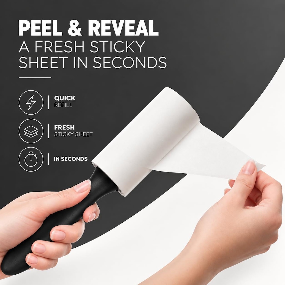 image 1 of Keplin Lint Roller with Sticky Replacement Heads for Pet Hair Fluff and Dust