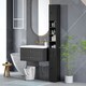 image 2 of kleankin Slim Bathroom Cabinet, Toilet Roll Storage w/ Open Shelves, Black | Black | 20W x 20D x 180H cm