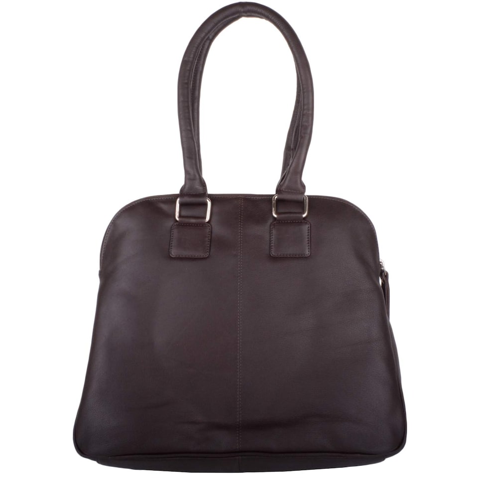 image 1 of London Leathergoods Womens Large Premium Soft Leather Travel / Work Hand Bag / Shoulder Bag | Brown | Dark Brown