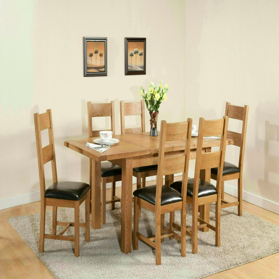 image 1 of Shrewsbury Dining Table with 2 Extensions (Extends To 198cm) - L90 x W132 x H76 cm - Oak Brown