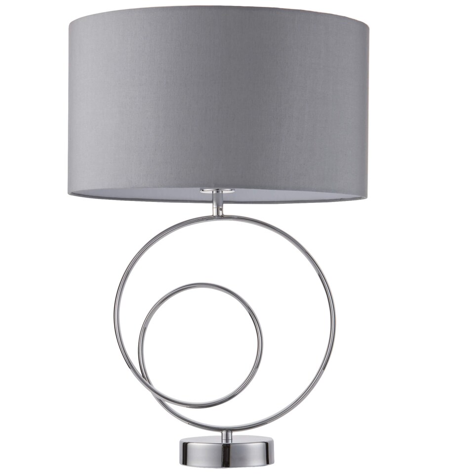 image 1 of Links Chrome Table Lamp with Grey Shade