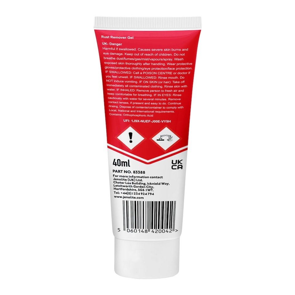image 1 of Jenolite Back 2 Bare Metal Concentrated Rust Remover Gel - 40g