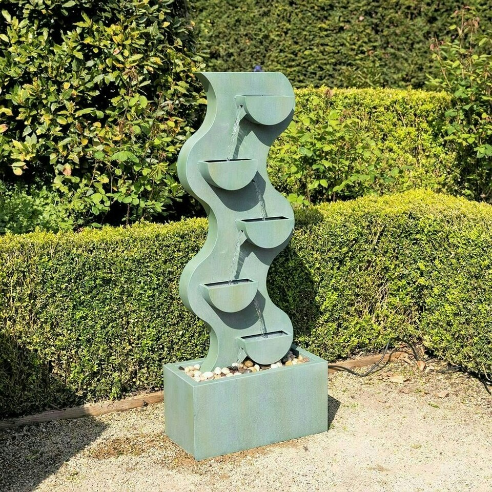 image 1 of Primrose Monsanto 5 Tiered Cascading Zinc Water Feature Grey 122cm