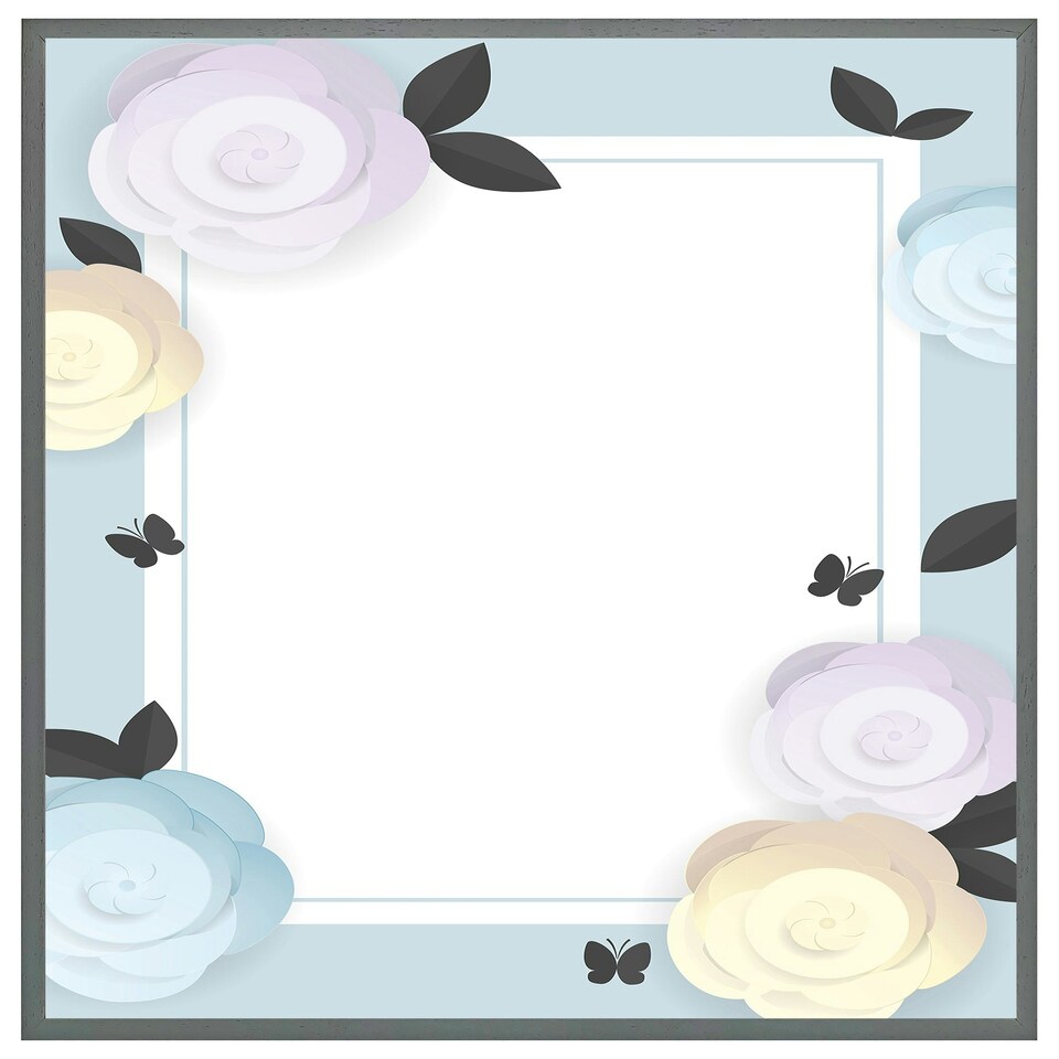 image 1 of Pastel colour flowers (Picture Frame) Grey | XL