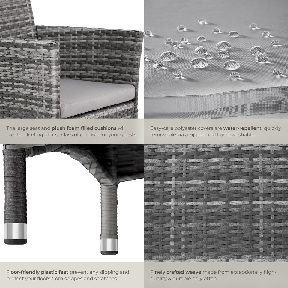 image 1 of Garden Chair Nantes Set of 2 - weather and UV-resistant, 2 sets of cushion covers | Grey | grey/light grey | 2