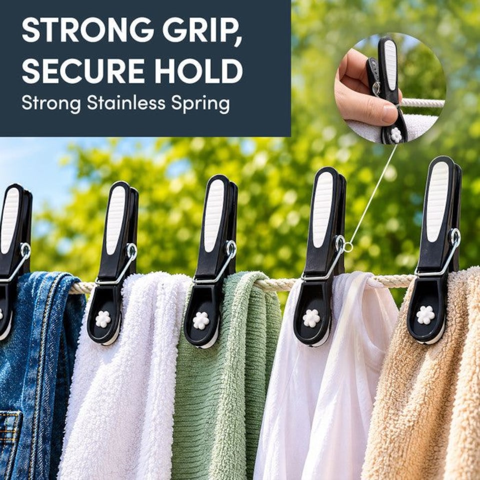 image 1 of Keplin UV Resistant Plastic Clothes Pegs with Metal Spring for Washing Line