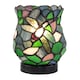 image 2 of Dragonfly Themed Open Top Blue and Green Stained Glass Tiffany Lamp
