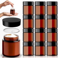 Cosmetic Amber Glass Jar Set - UV Protection for Powder, Lotion and Cream
