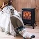 image 2 of HOMCOM Electric Stove Heater with Realistic Flame Effect, 2000W Portable Indoor Freestanding Electric Fireplace with Adjustable Thermostat, Black