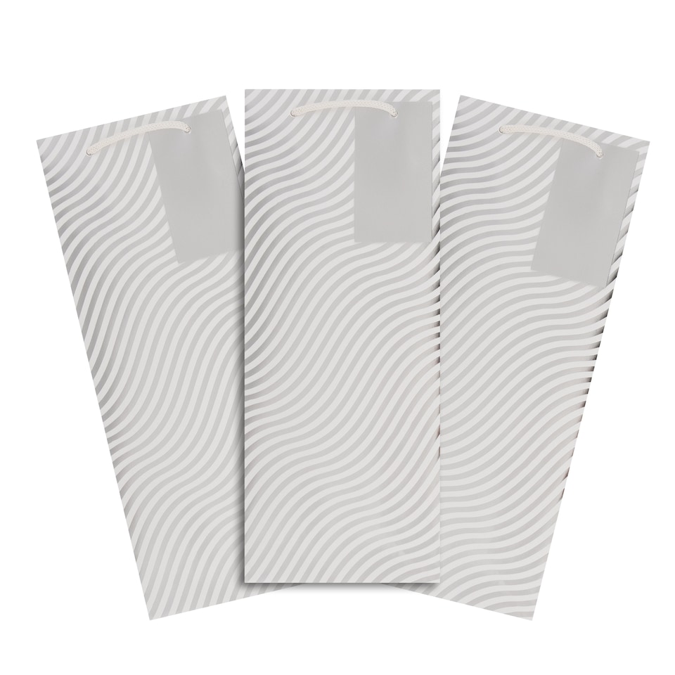 image 1 of Hallmark Pack Of 3 Bottle Bags - Silver Waves
