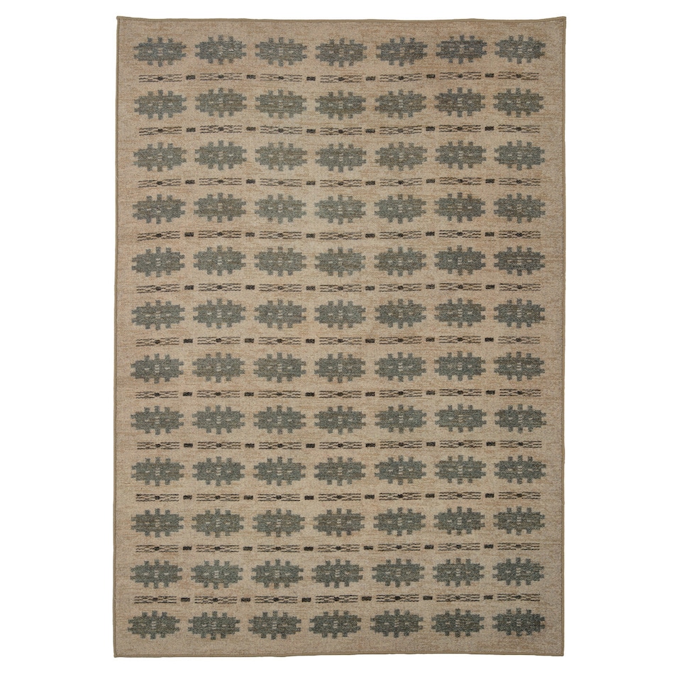 image 1 of KUKOON Beige Green Washable Jute Style Distressed Aztec Living Room Area Rug 160cm x 230cm