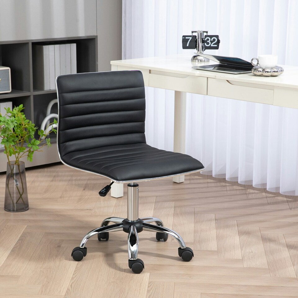 image 1 of HOMCOM Armless Mid-Back Adjustable Office Chair with 360 Swivel Black