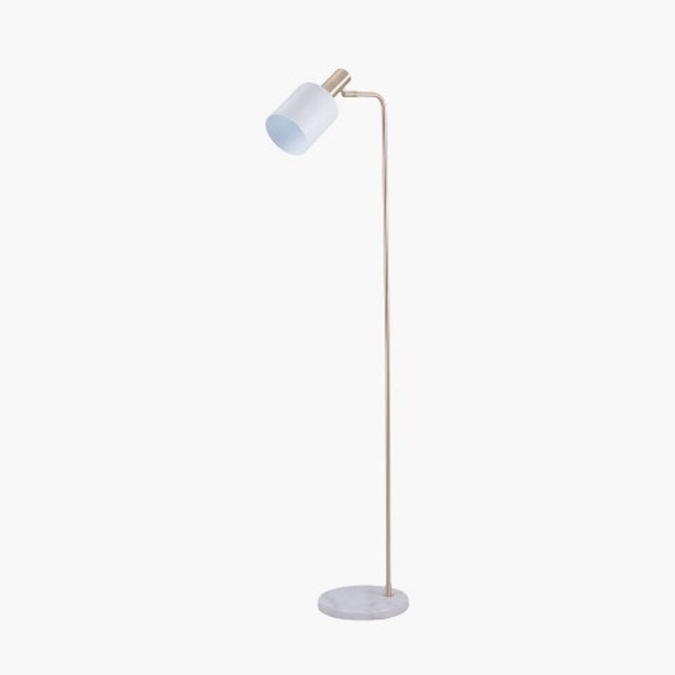 image 1 of White Floor Lamp with Marble Foot and Gold Details