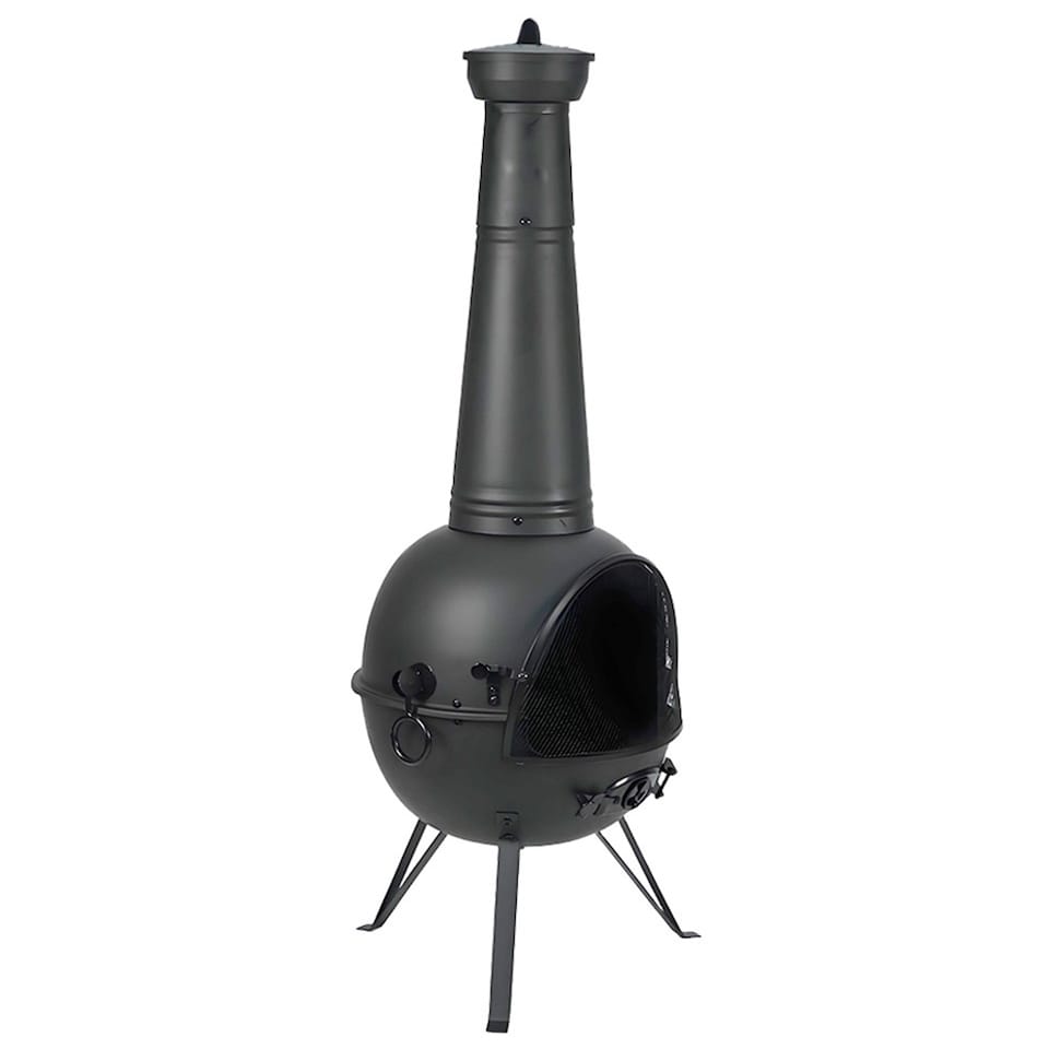 image 1 of Gr8 Garden Large 130cm Tall Garden Patio Chiminea Wood Log Burner Fire Pit BBQ Grill Heater