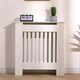 image 3 of Oypla Small White Wooden Slatted Grill Radiator Cover MDF Cabinet