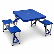 Portable Folding Outdoor Picnic Table and Bench Set 4 Seats | Blue