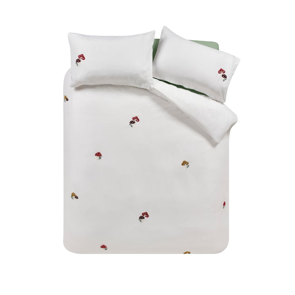 image 1 of Catherine Lansfield Woodland Crochet Embroidered Duvet Cover Set