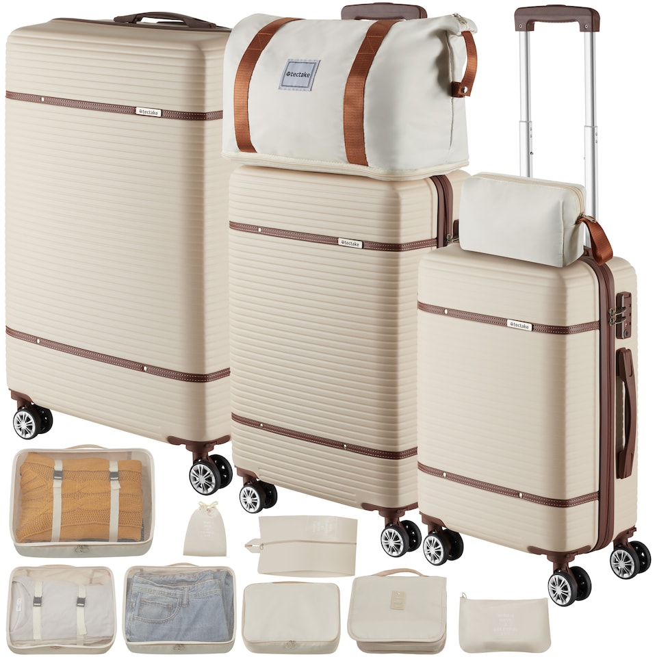 image 1 of Suitcase Set Madison -  13-piece, 3 suitcases, packing cubes, TSA lock | Cream | cream | 1