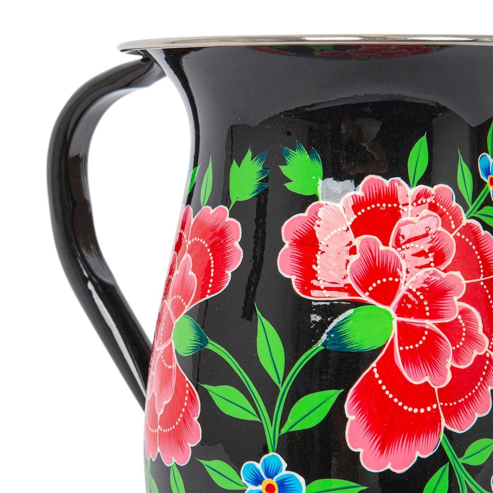 image 1 of BillyCan Hand-Painted Picnic Water Jug with 400ml Cups - 1.7L - Carbon Peony