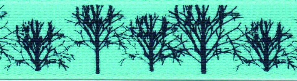 Berisfords 5 Aqua 15mm Trees Ribbon for Dressmaking - per metre