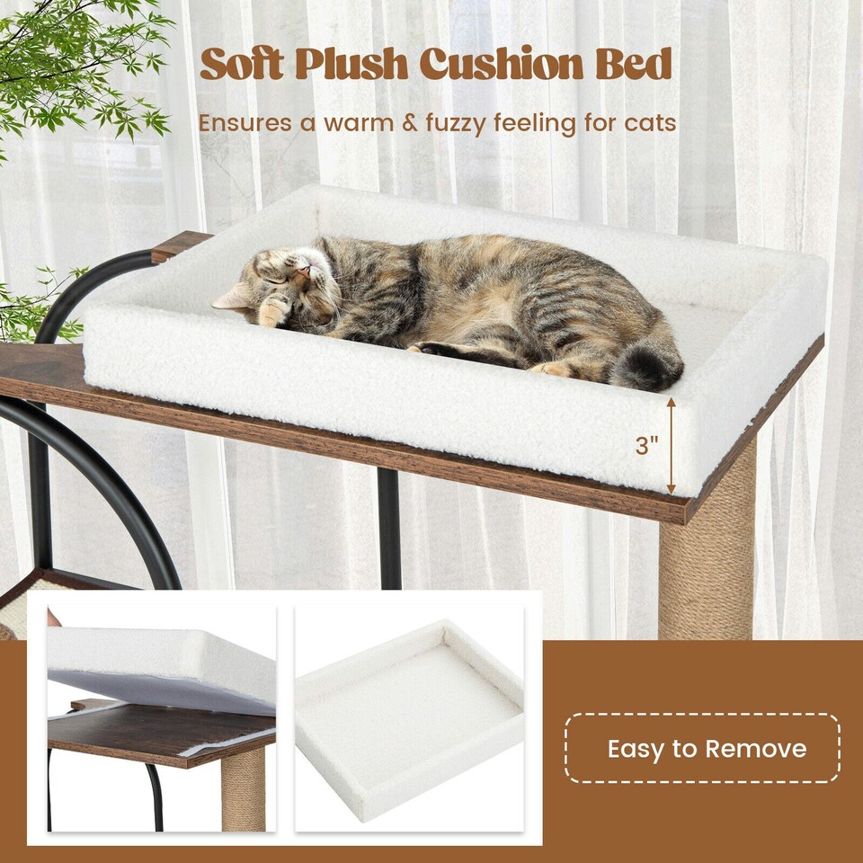 image 1 of COSTWAY 118 cm Cat Tree Tower Cat Condo Activity Center