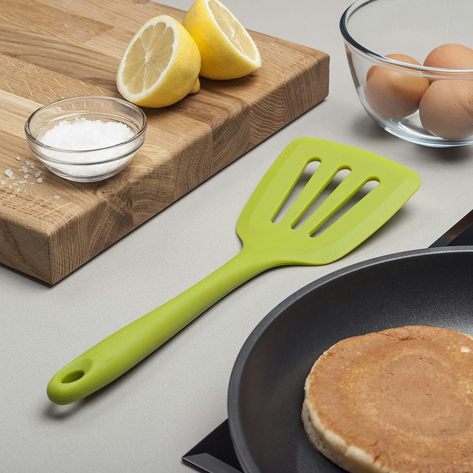image 1 of Zeal Silicone Flexible Slotted Kitchen Turner, 30cm, Lime Green