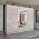 image 2 of Sliding Wardrobes 4U Sydney High Gloss Sliding Wardrobe with Mirror, LED & Drawers - 203cm or 253cm | White | White203 | 253cm