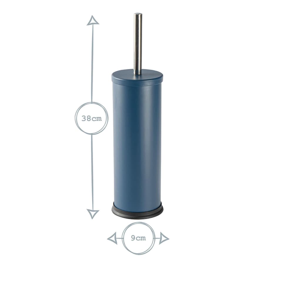 image 1 of Harbour Housewares Toilet Brush & Holder - Matt Blue - Round Stainless Steel Non Slip Rust Resistant Toilet Cleaning Brush Set