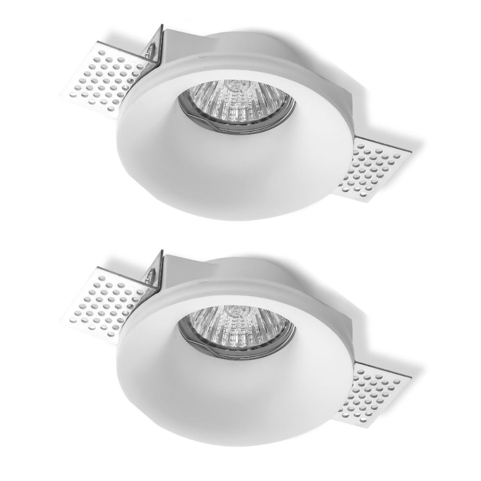 image 1 of Set of 2 Bianca - White Plaster In GU10 Recessed Downlights