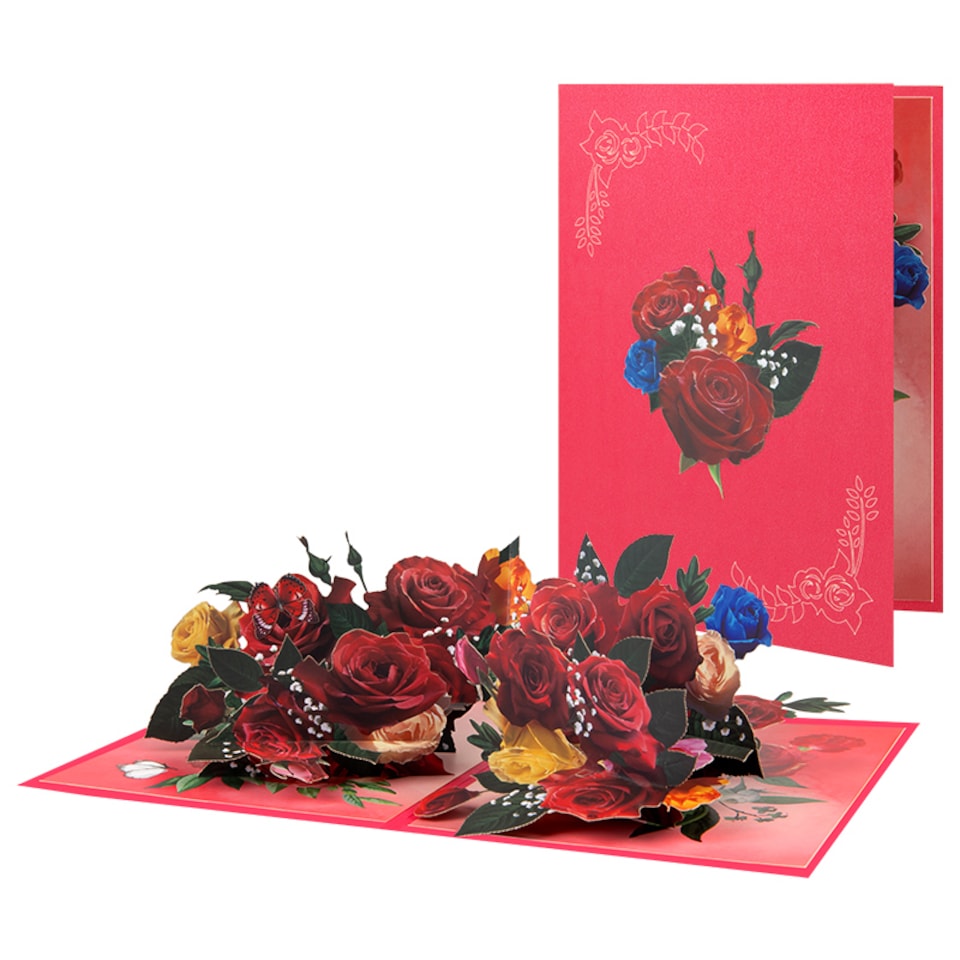 image 1 of Love in Full Bloom Rose Bouquet 3D Pop Up Greeting Card