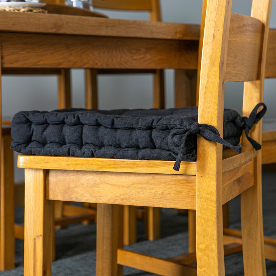 image 1 of Nicola Spring French Mattress Seat Cushions - 40cm - Black - Pack of 2 | Black | Black