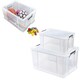 image 3 of 2 x Large Clear Stackable Nestable 24 Litre Storage Containers With Clip Locked Lids & Strong Handles Clear