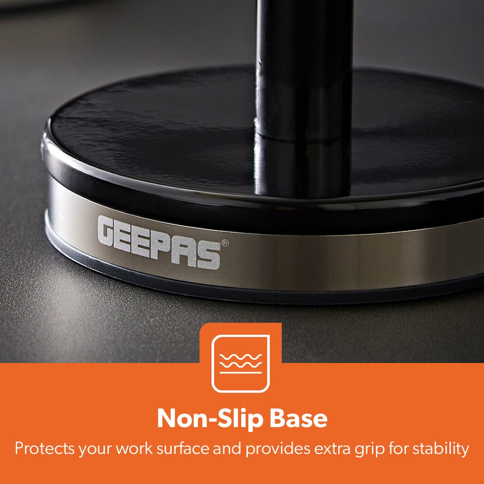 image 1 of GEEPAS Retrovive Mug Tree And Towel Pole Set Black