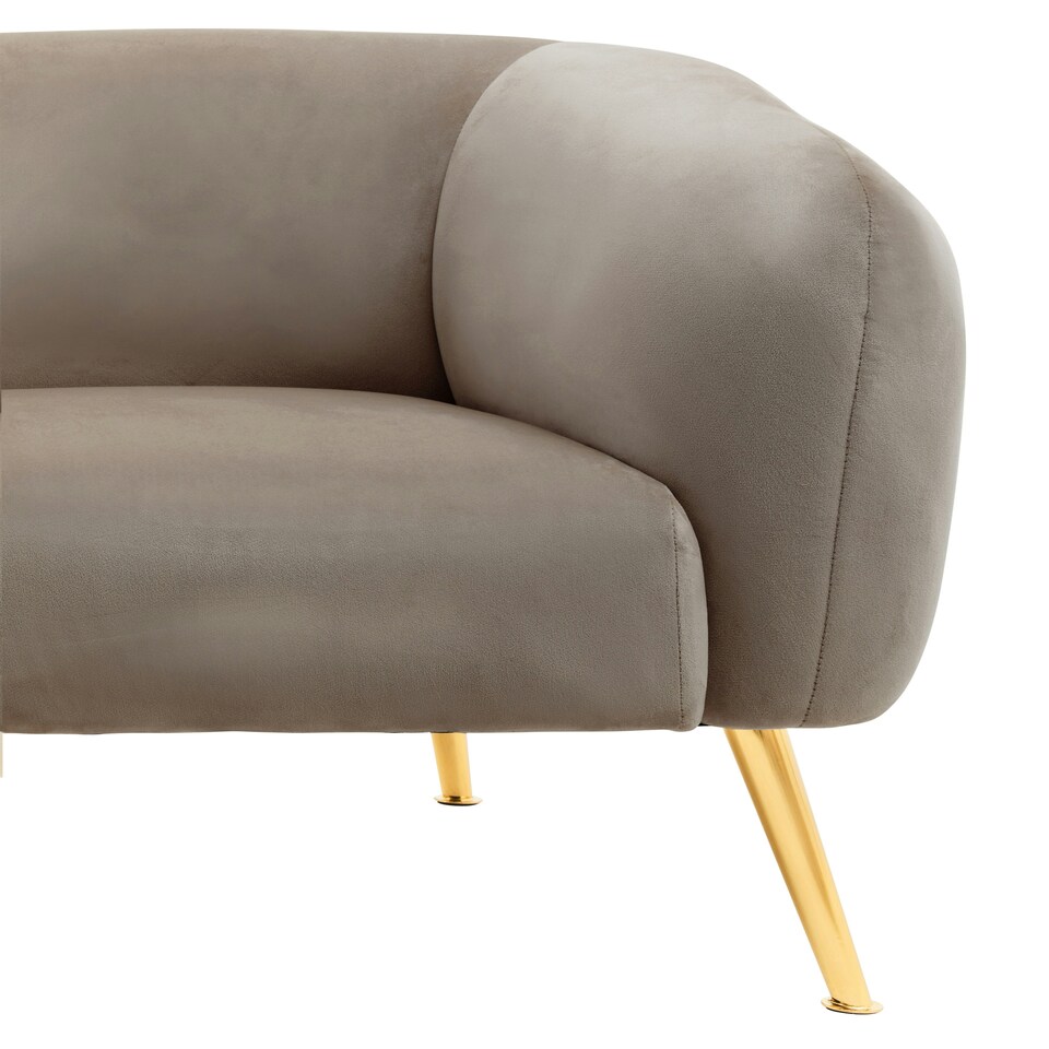 image 1 of Interiors by Premier Dark Beige Velvet Armchair, Foaming Seat With Gold Legs For Comfortable Seating, Living Room Accent Chair