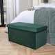 image 1 of OHS Matte Velvet Soft Long Rectangle Foldable Footstool Seat Storage Organiser Ottoman Green | Forest Green