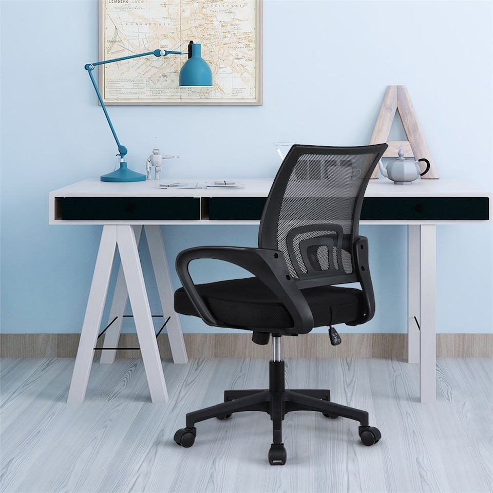 image 1 of Yaheetech Set of 2 Adjustable Computer Chair w/ Lumbar Support Black | Black