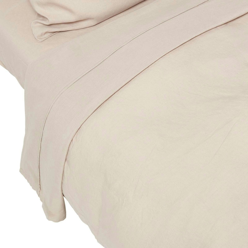image 1 of Homescapes Natural Linen Flat Sheet, Double