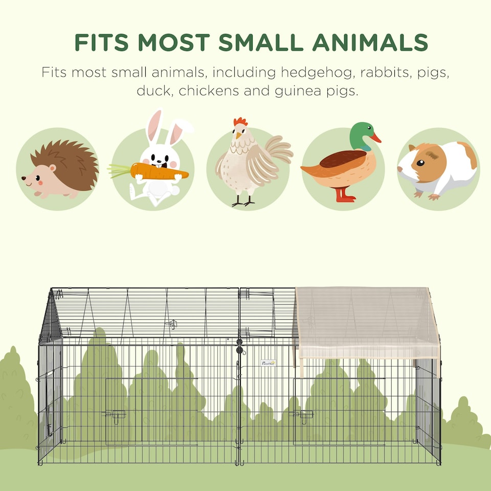 image 1 of PawHut Rabbit Run Guinea Pig Cage with Cover, Beige