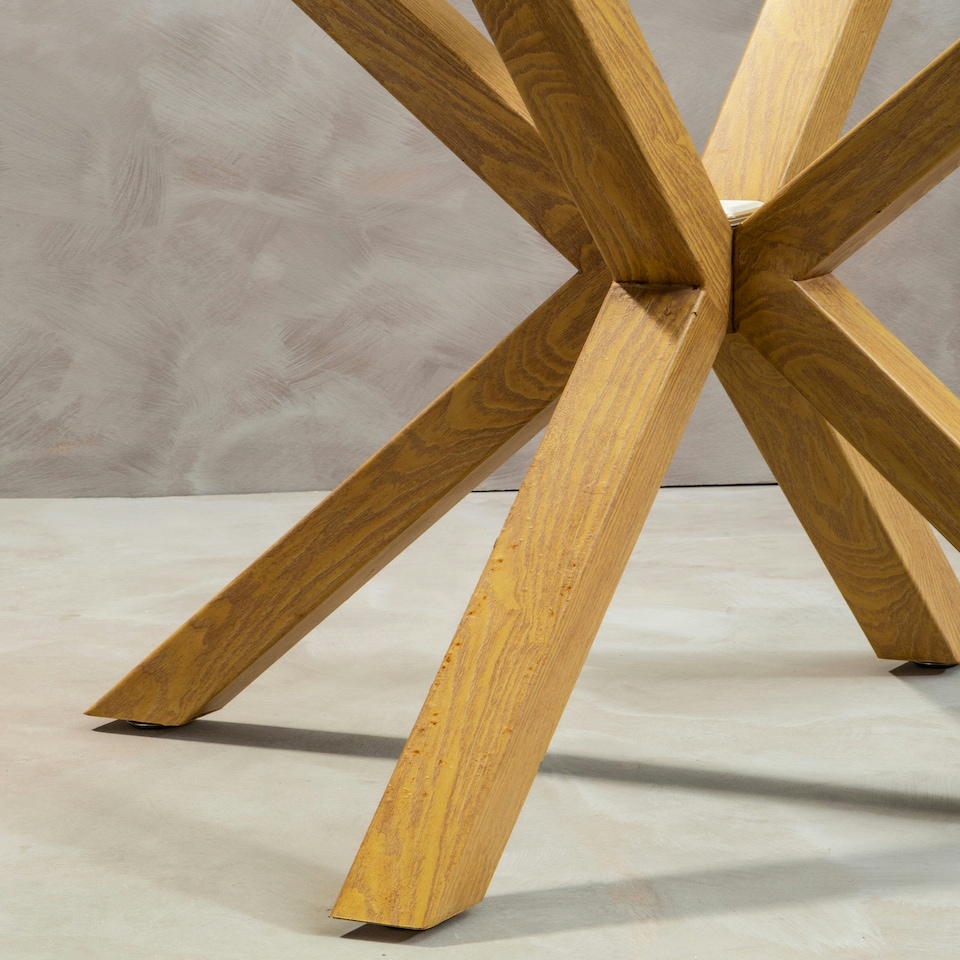 image 1 of Salford Dining Table With Ash Wood Effect Metal Legs Clear