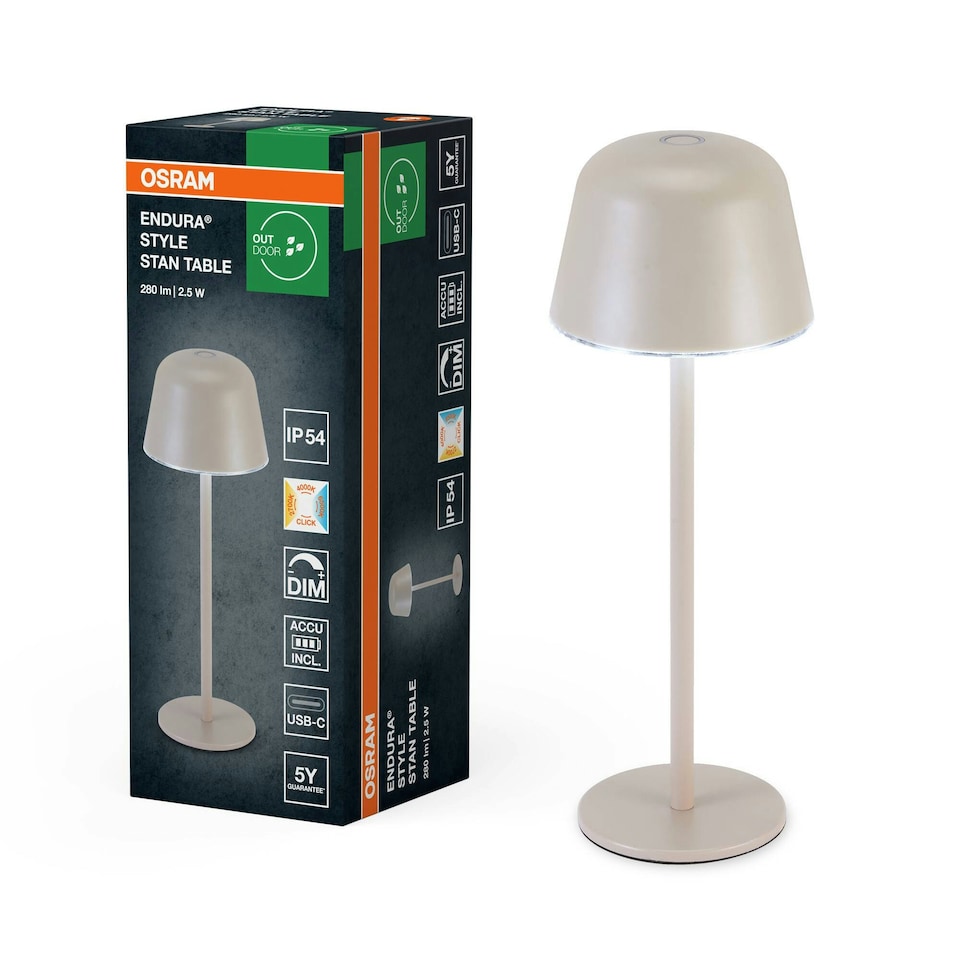 image 1 of OSRAM ENDURA Style Table Outdoor Light 2.5W 200lm Beige White