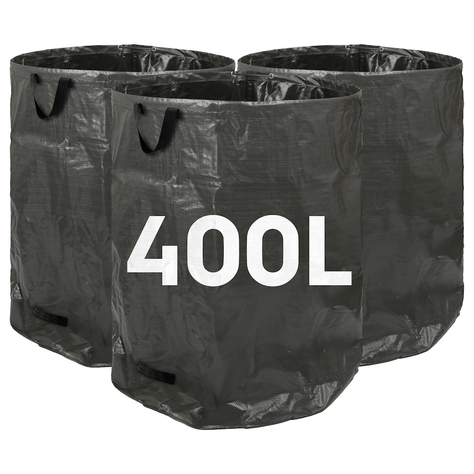 image 1 of Harbour Housewares Heavy-Duty Garden Waste Bags - 400L - Black - Pack of 3 | Black | Black