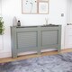 image 3 of Vida Designs Milton Radiator Cover Painted MDF Slatted Cabinet, Grey, 152cm